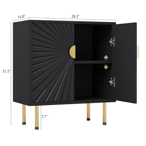 White Accent Storage Cabinet with Gold Handle Set 2 N312624