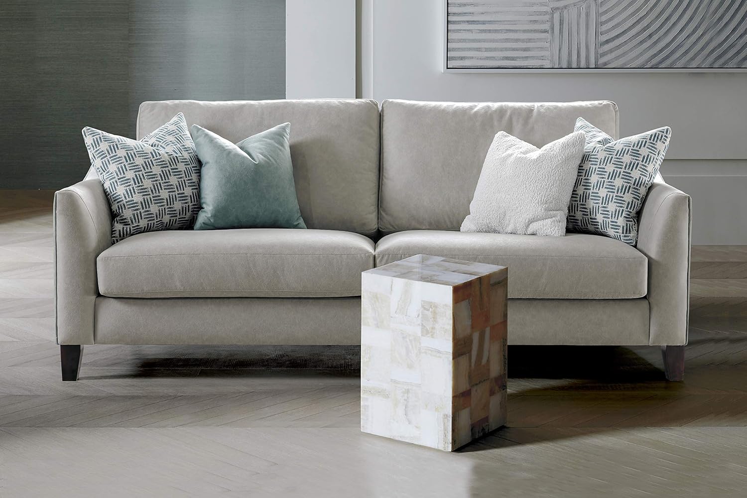 Grey Curved Arm Sofa Q33492