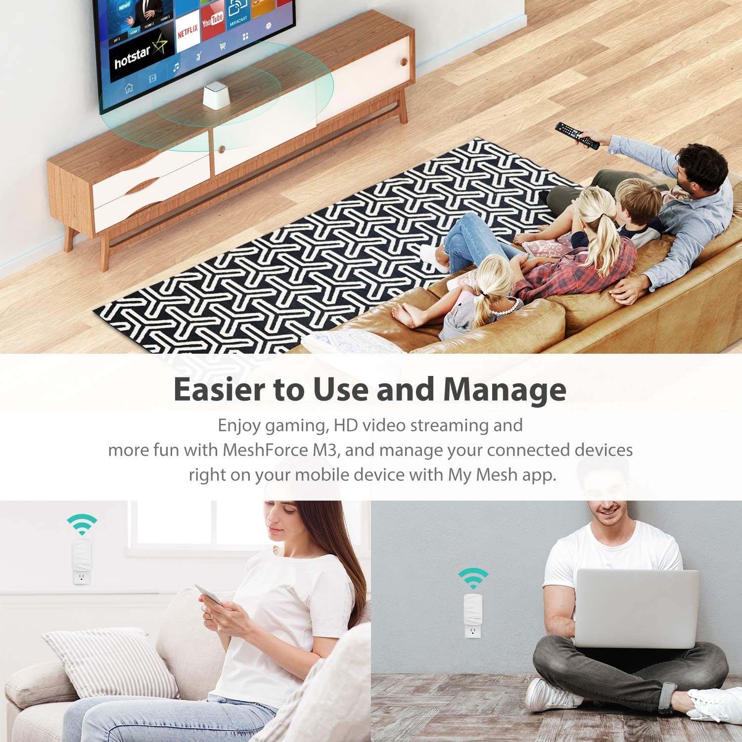 Mesh WiFi System, 3,000 sq.ft Whole Home Coverage, 1 WiFi Point & 1 Dot M6223