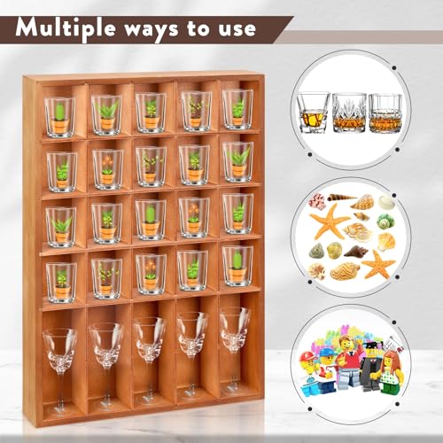 Black 2PCS Wood Shot Glass Display Case C5174