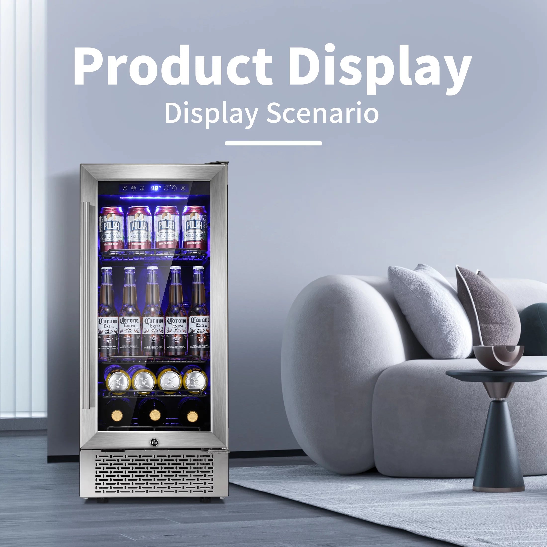 15 inch Beverage Refrigerator with Clear Glass Door Q592438