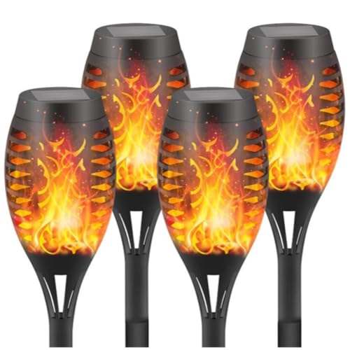 4 Pack Solar Torch Light with Flickering Flame, Waterproof Solar Garden Lights W81203