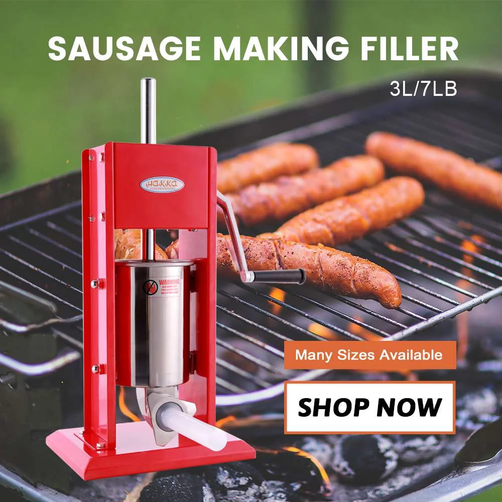 7 Lb/3 L 2 Speed Stainless Steel Vertical Sausage Stuffer A8427