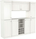 4-Piece Buffet Storage System with 2 Tall/Slim Cabinets, Washed Oak U577221