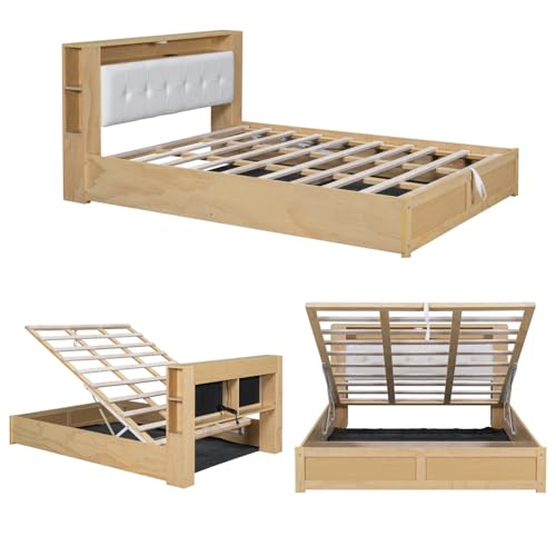 Queen Size Upholstered Platform Bed with Storage Nightstand and 6 Drawers Dresser Cabinet Z954700
