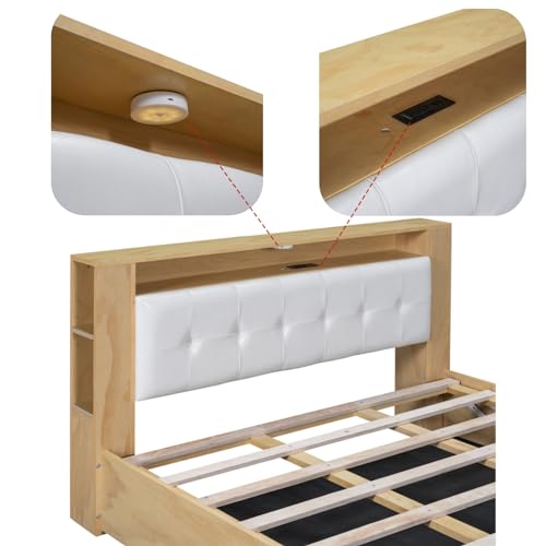 Queen Size Upholstered Platform Bed with Storage Nightstand and 6 Drawers Dresser Cabinet Z954700