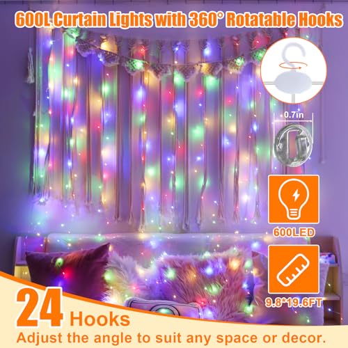 19.6ft x 9.8ft Warm White Curtain String Light A726