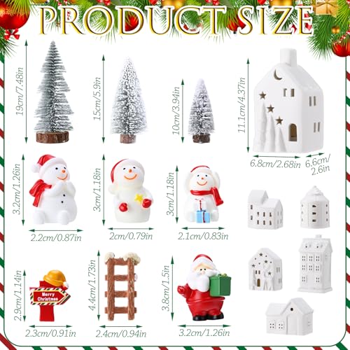 16 Pcs LED Ceramic Christmas Village Set E4798