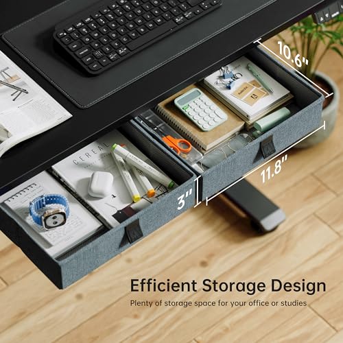 White 63 x 24 Inches Adjustable Height Electric Standing Desk with 2 Drawers C787367