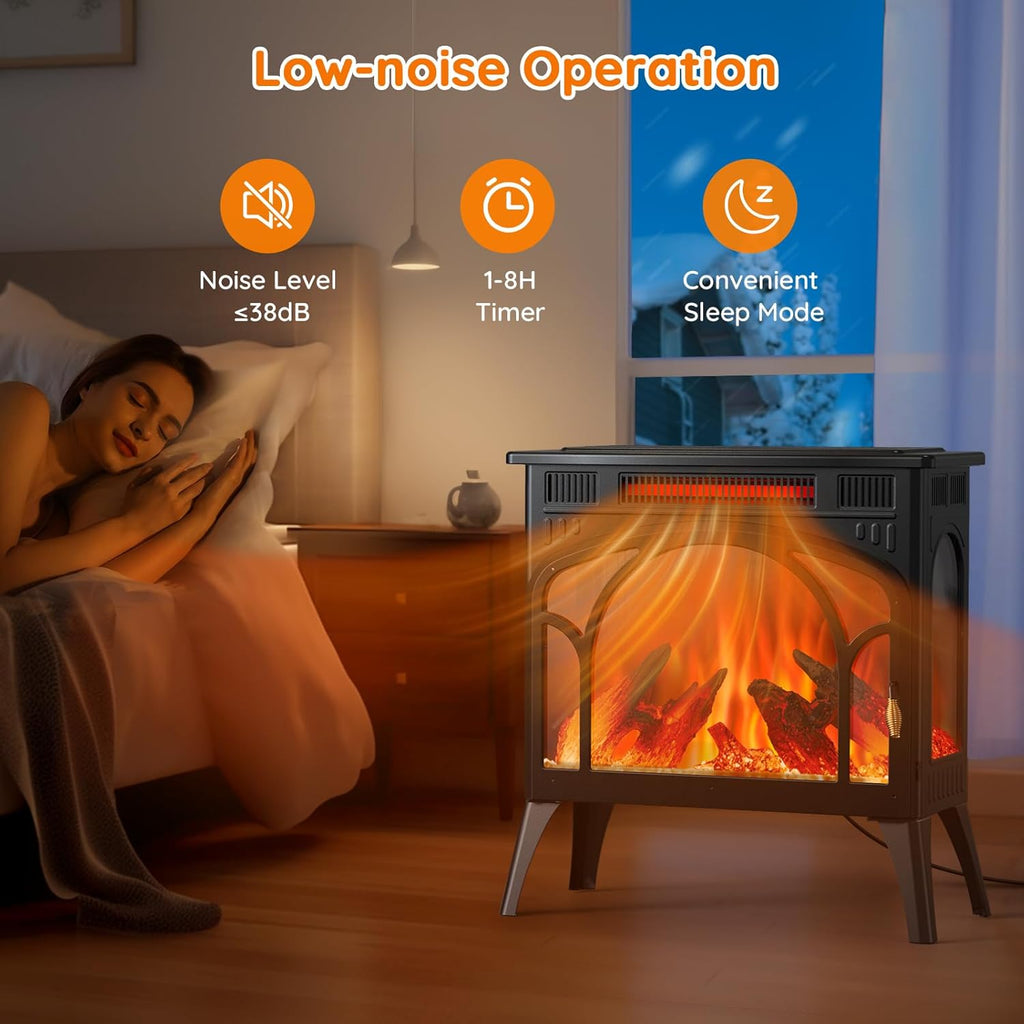 1500W Infrared Electric Fireplace Heater with 3D Flame Effect H271577