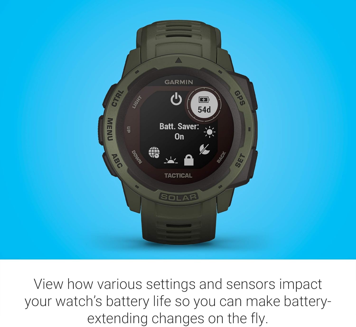 Moss Green Solar-Powered Rugged Outdoor Smartwatch K451394