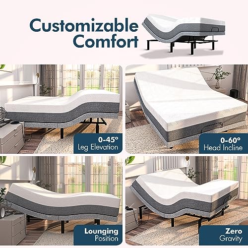 Queen Adjustable Bed Frame with Wireless Remote H1953