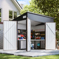 Black Galvanized Steel Triple Doors Lean to Shed I117452