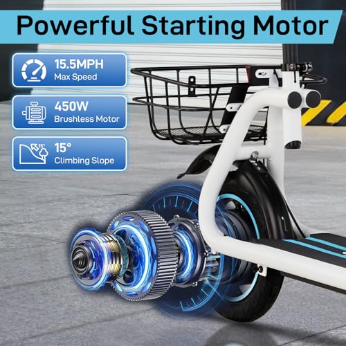 Foldable Electric Scooter with 12" Pneumatic Tire, Seat, Wide Deck, Dual Disc Brake F775
