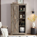 Tall Storage Cabinet Bookcase with Sliding Barn Door and Adjustable Shelf O29221