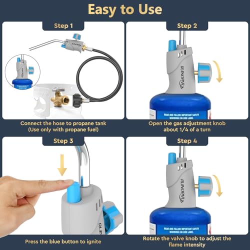 Propane Torch Head with Igniter, Trigger Start, 5FT Hose, Self Ignition, Flame Adjustable Valve B7699