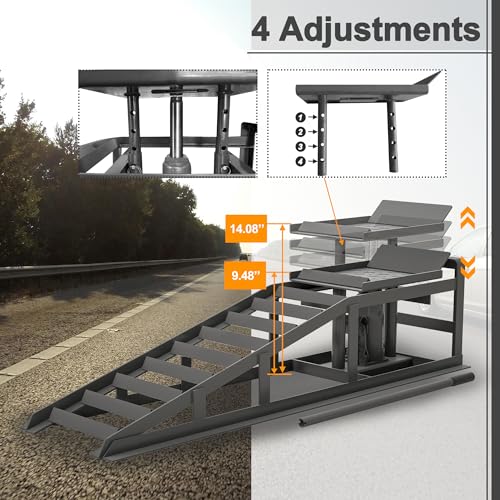 2 Pack Hydraulic Car Ramps 5T 10000lbs Low Profile Lift Height 11.61-16.21 Inches B83420
