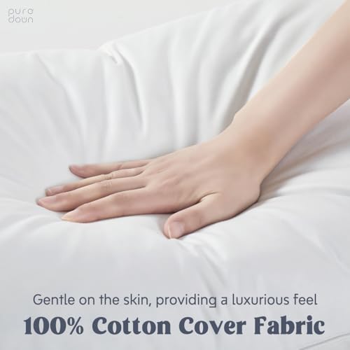 Set of 2 King Size Goose Feathers and Down White Pillows with Cotton Cover G9472