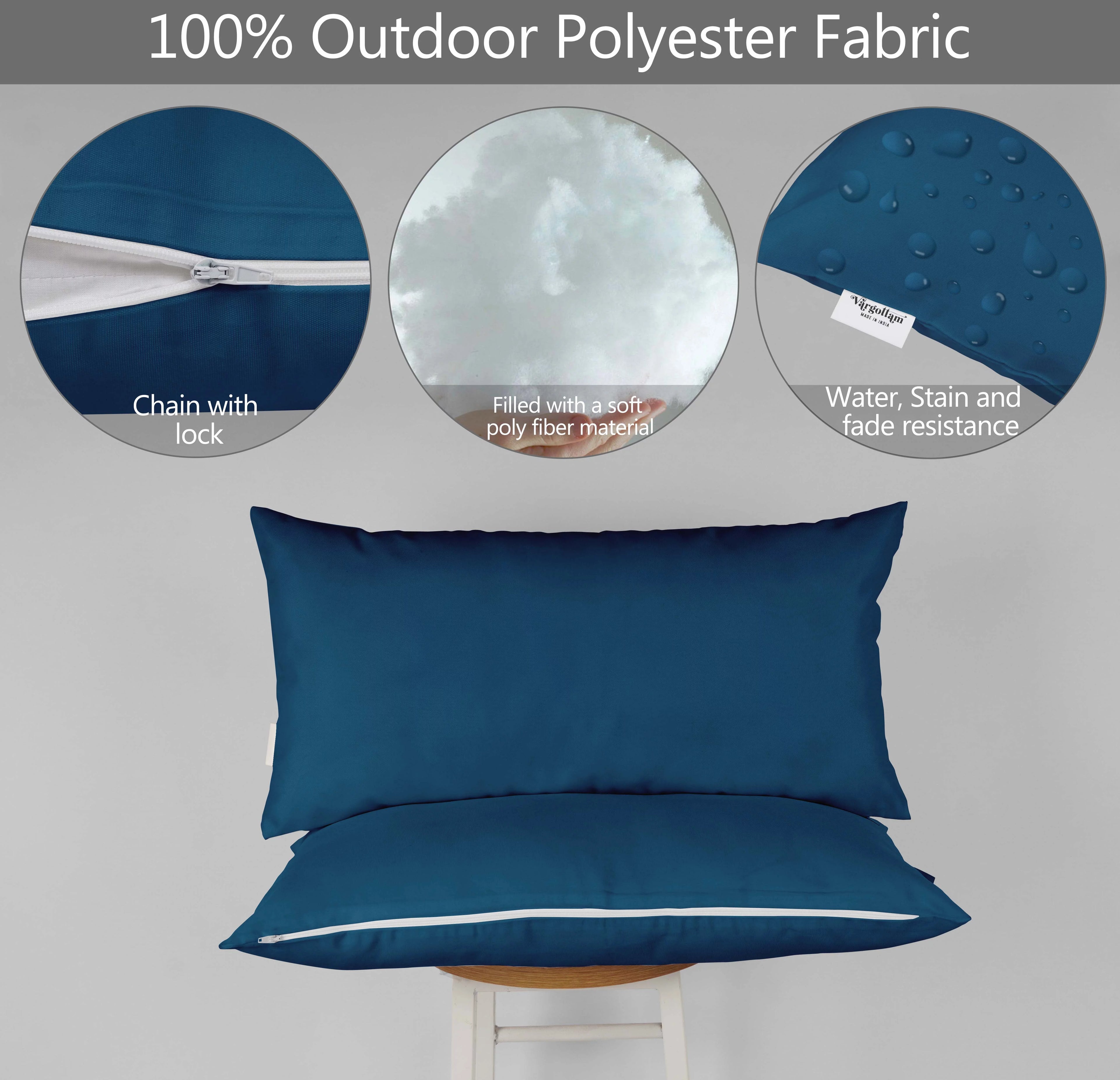 Navy Blue Set of 2 Polyester Lumbar Throw Pillow E97361