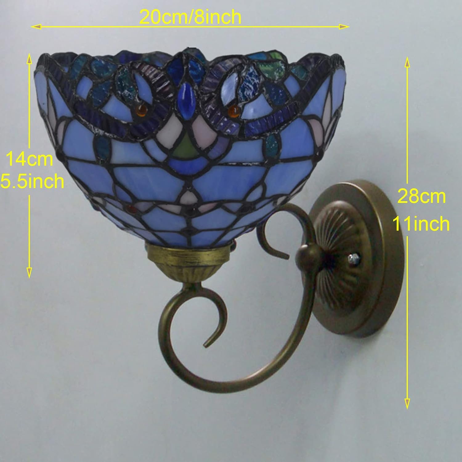 Set of Two Hand-Made Stained Glass Wall Sconce Light Fixtures, Blue L33749