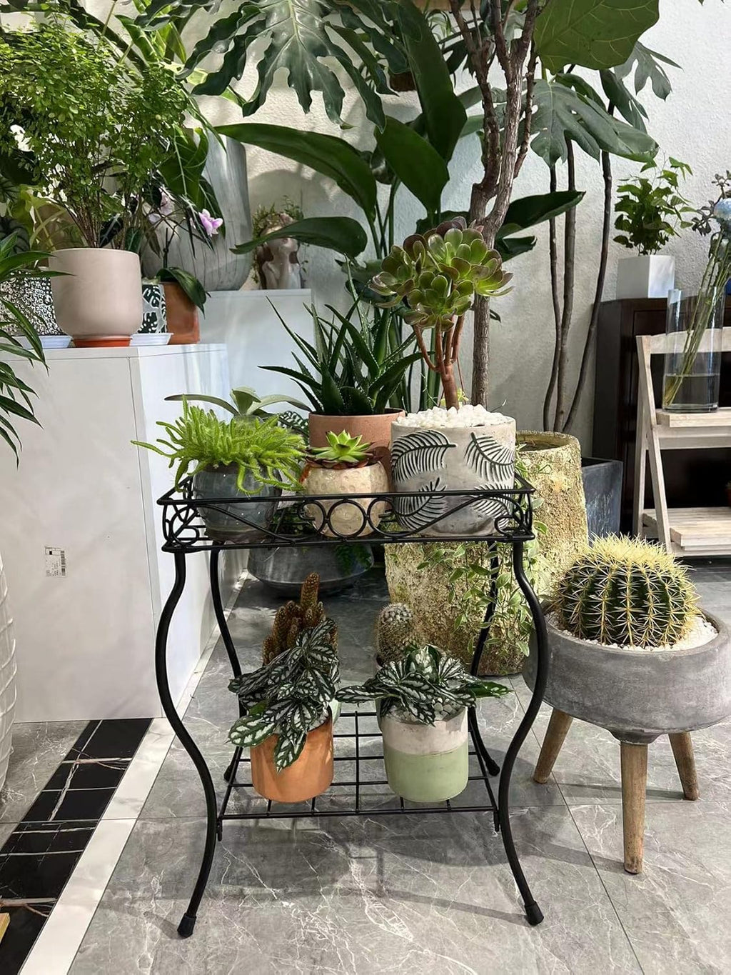 18.7'' Tall Rectangular Metal Plant Stand Black I90964