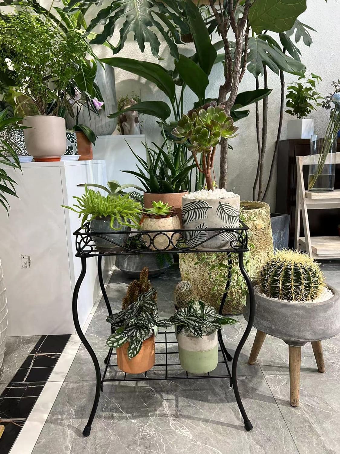 18.7'' Tall Rectangular Metal Plant Stand Black I90964