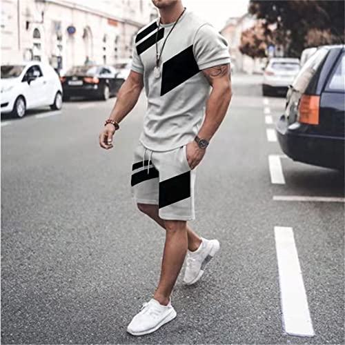 Mens Short Sets 2 Piece Outfits Summer Tracksuits Short Sleeve Tshirts and Shorts N2096