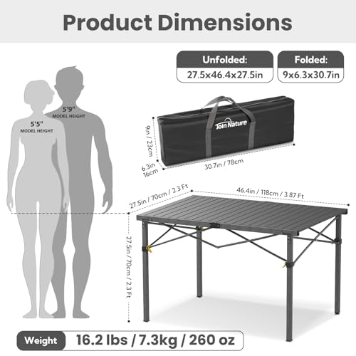 Natural Aluminum Roll-Up Camping Table with Carry Bag Y13722