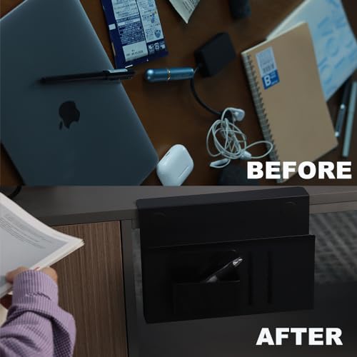 Black Clamp On Under Desk Laptop Holder with Magnetic Pen Holder C8715