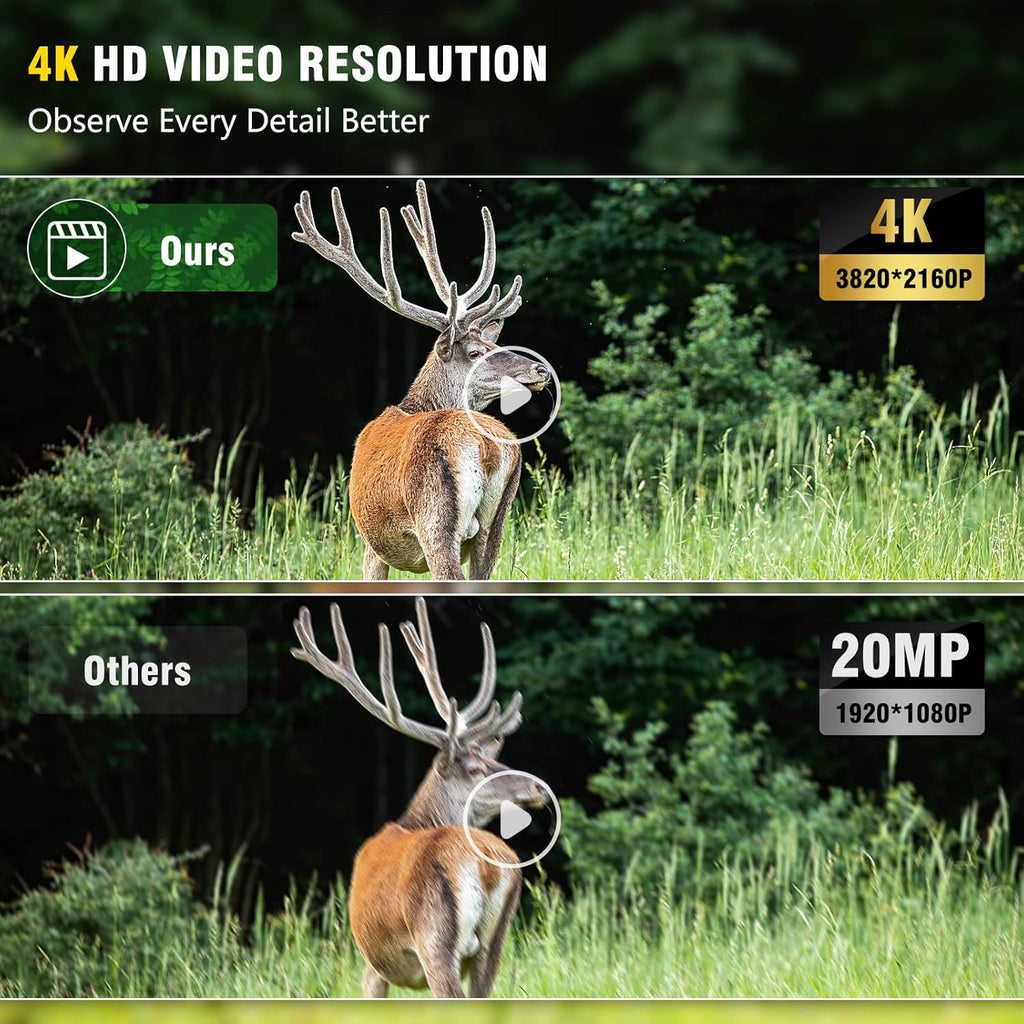 4K 32MP 120° Night Vision Motion Activated Waterproof IP66 Wildlife Camera with 32GB Micro SD Card W686313