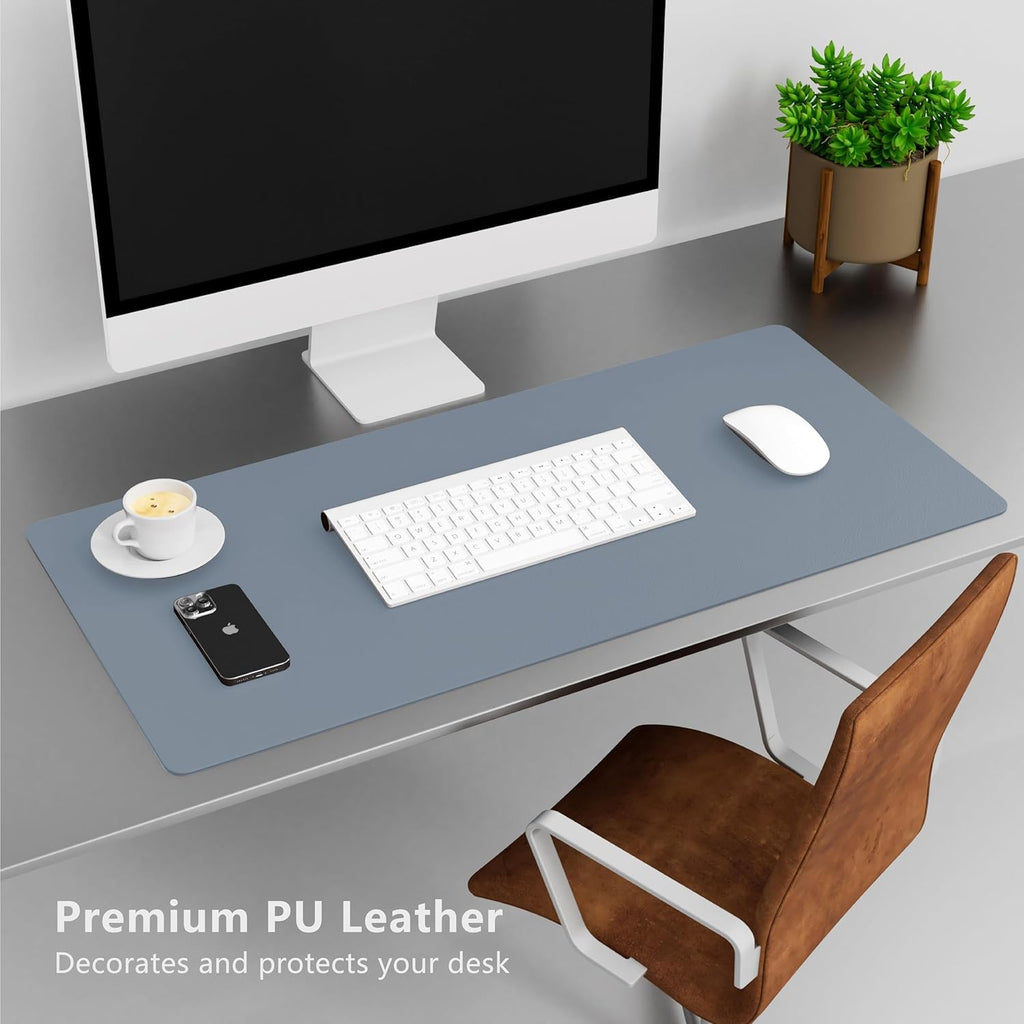Azure Blue 35.4''x16.9'' Waterproof PU Leather Desk Pad K74389