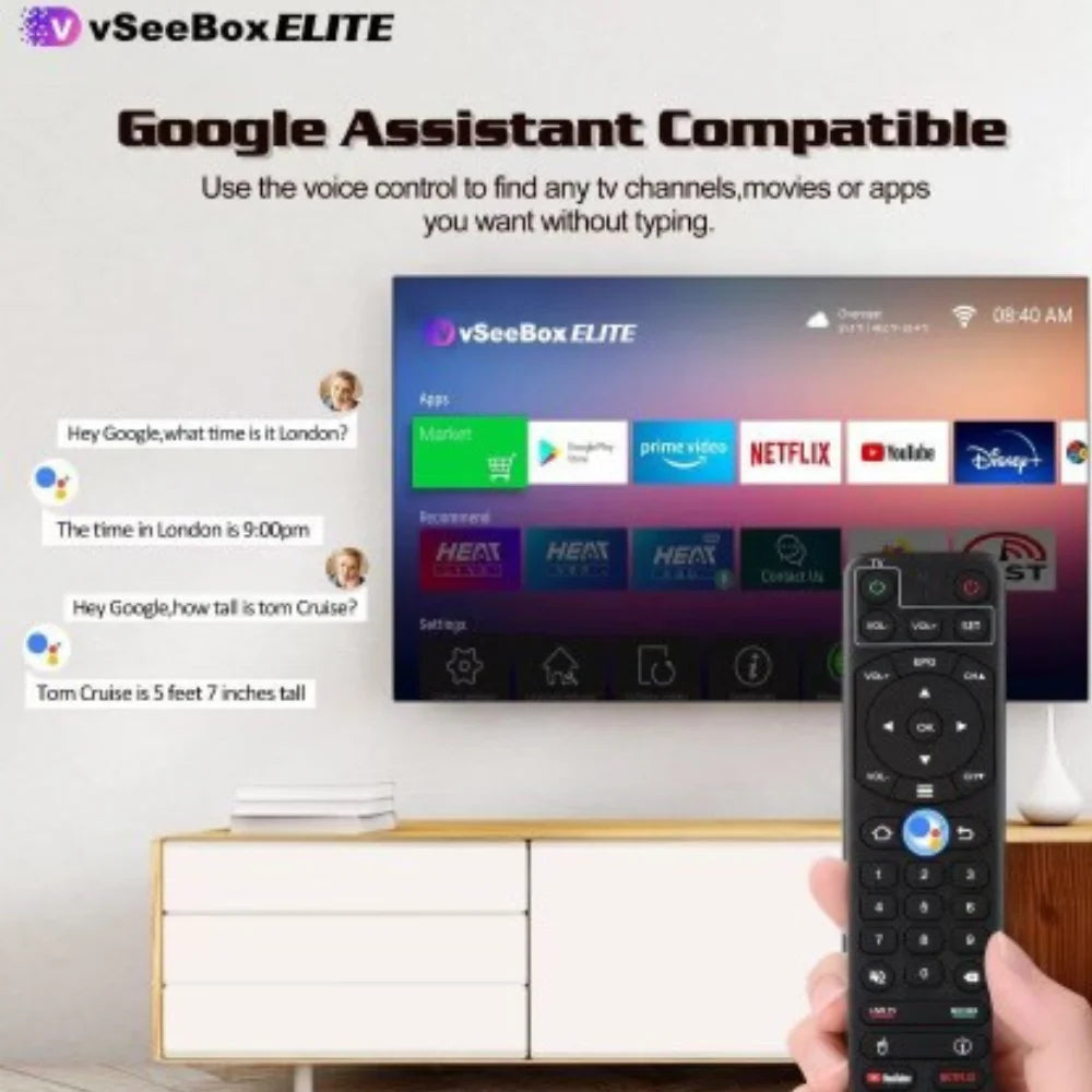 Smart Android TV Box with Voice Remote Control, Backlit Mini Keyboard and 8K HDMI Cable (4G RAM+ 128G ROM) S5205