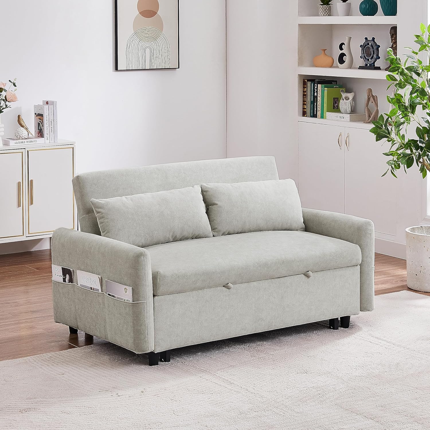 Beige Sleeper Sofa with Pull Out Bed G693548