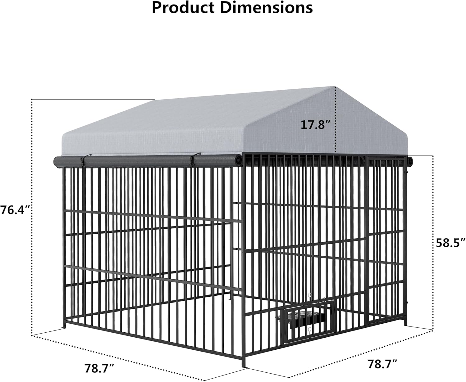 Large Outdoor Metal Dog Kennel with Waterproof Cover Roof (6.6'L x 6.6'W x 6.4'H) U243257