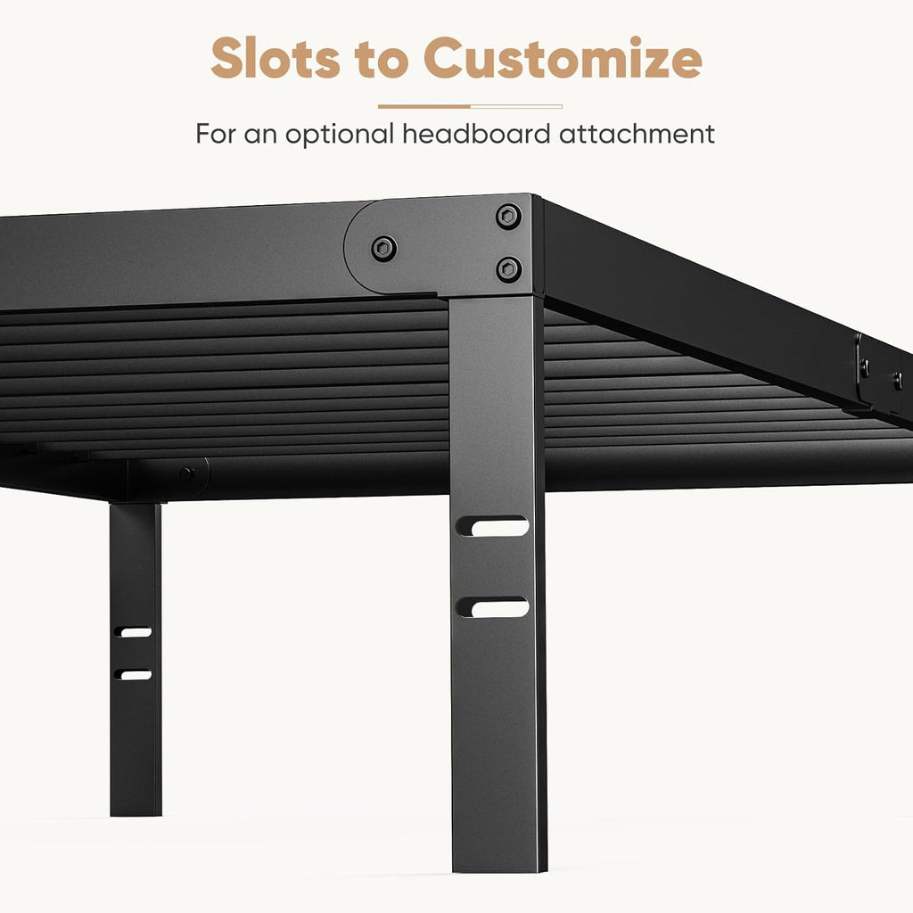 Twin Size Metal Platform Bed Frame with Steel Slat Support, Black N21211