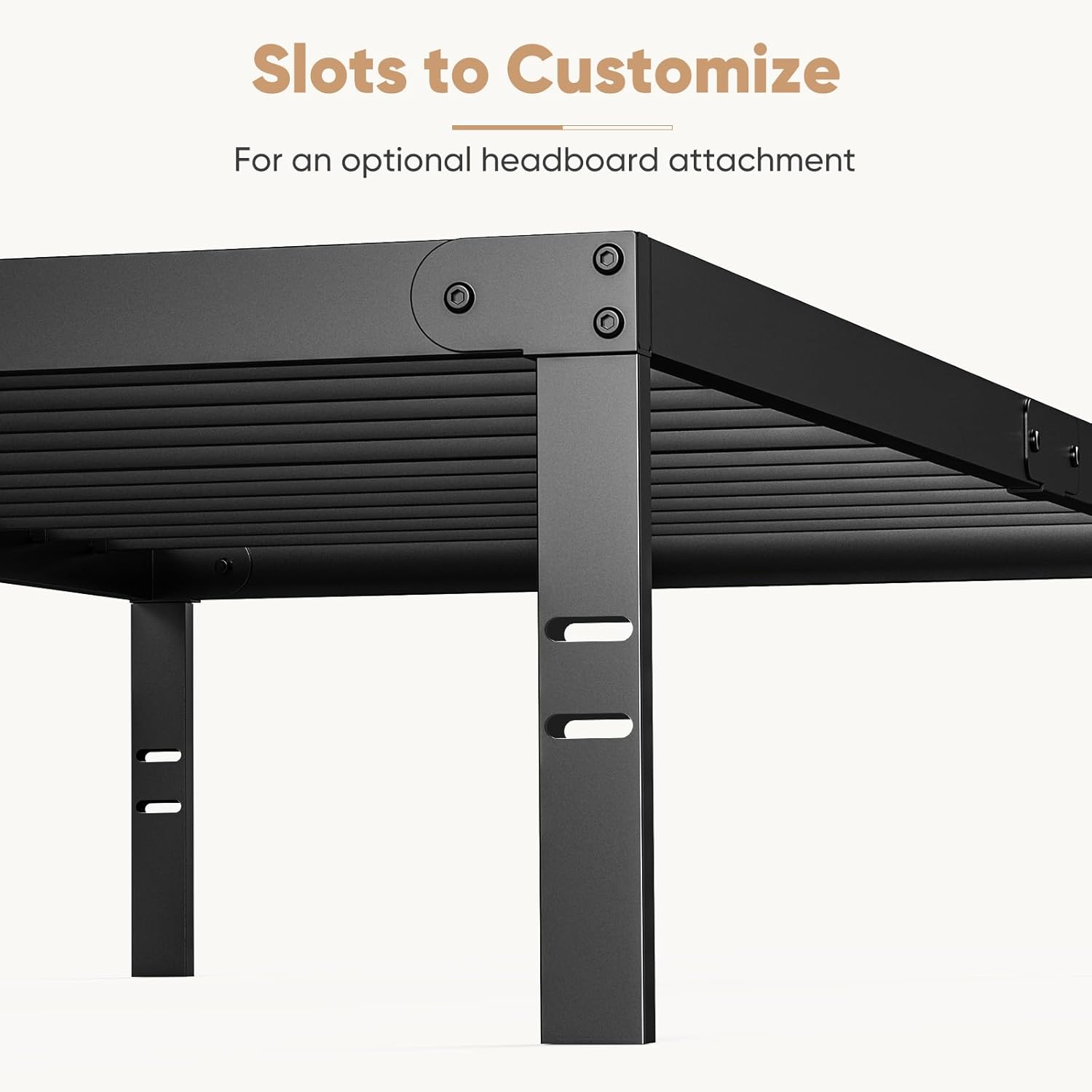 Twin Size Metal Platform Bed Frame with Steel Slat Support, Black N21211