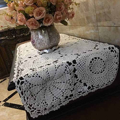 2pcs 100% Cotton Crochet Lace Rectangular Table Runner Ecru White 11 Inch X23 Inch P26963