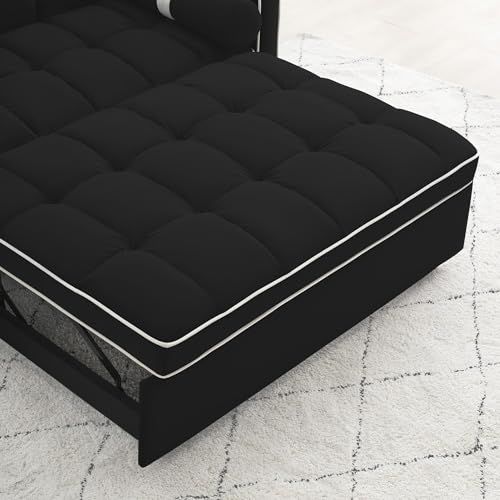 Beige Convertible Sleeper Sofa with Pullout Bed R29163