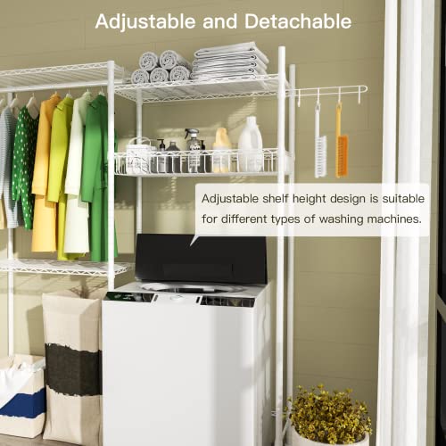 3 Tier Adjustable Height Storage Shelf with Wire Basket and 2 Hooks S602
