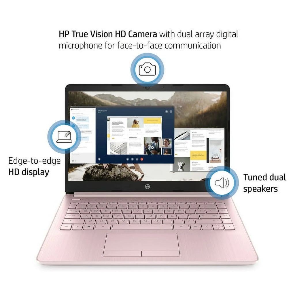 14" Ultral Light Laptop Intel Celeron Quad-Core N4120 16GB RAM 64GB eMMC Pink M29452