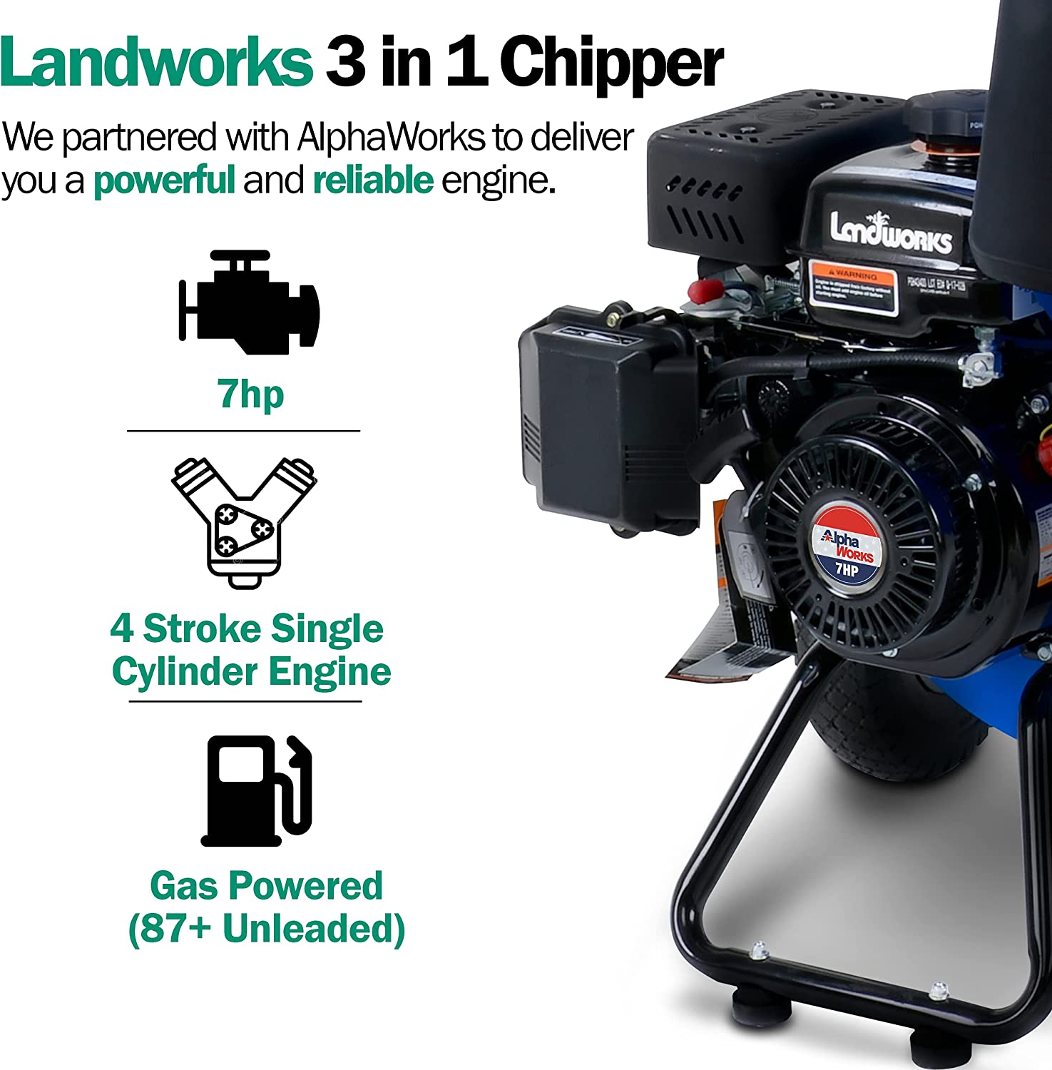 7HP 212CC Gas Wood Chipper Shredder Mulcher S326912