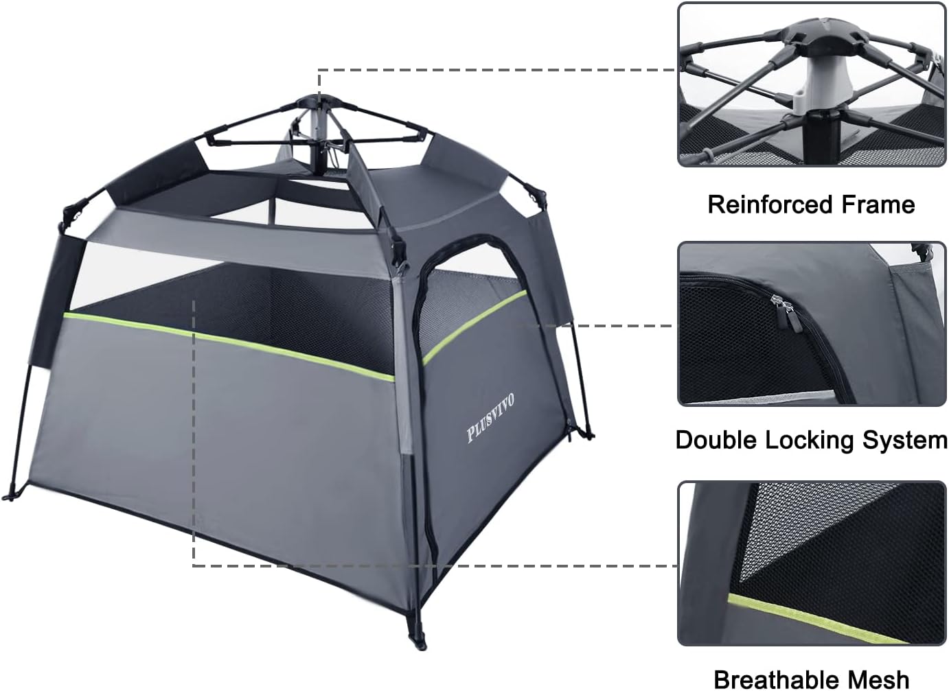 40" X 40" X 28" Foldable Mesh Dog Tent with Shoulder Bag S255