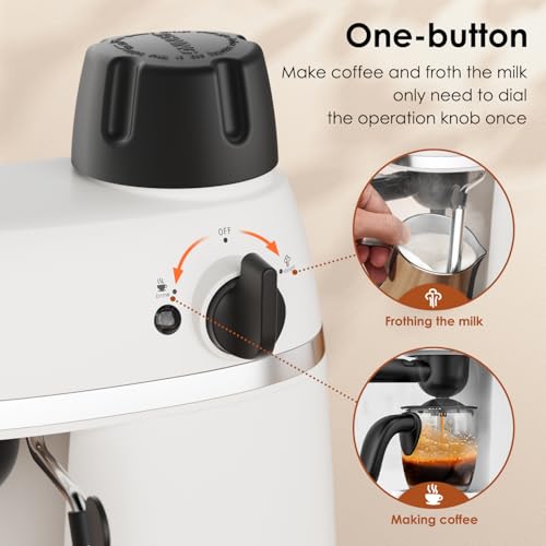 Black 3.5 Bar Espresso Cappuccino Machine with Milk Frother, 800W T16044