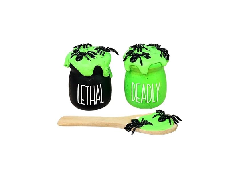 Set of 2 Mini Poison Jars and Wooden Spoon D65598