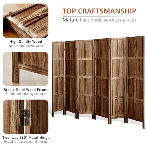 Wood 4 Panel Room Divider, 5.6 FT Tall Folding Privacy Screen P32526