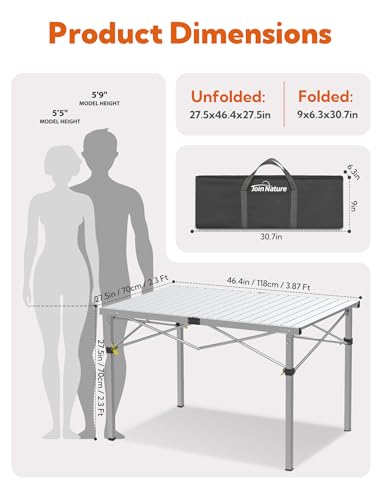 Natural Aluminum Roll-Up Camping Table with Carry Bag Y13722