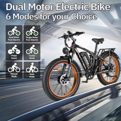 52V 30AH 26" Fat Tire Full Suspension Electric Mountain Bike T176
