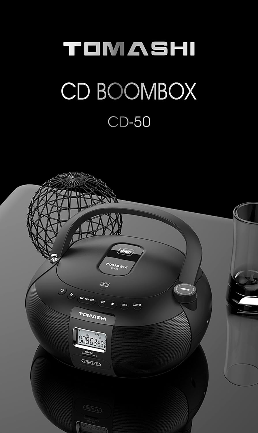 Black Portable CD Player Boombox F811