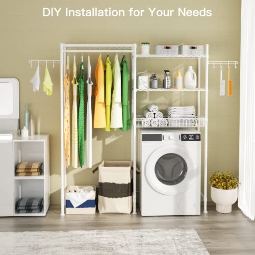 3 Tier Adjustable Height Storage Shelf with Wire Basket and 2 Hooks S602