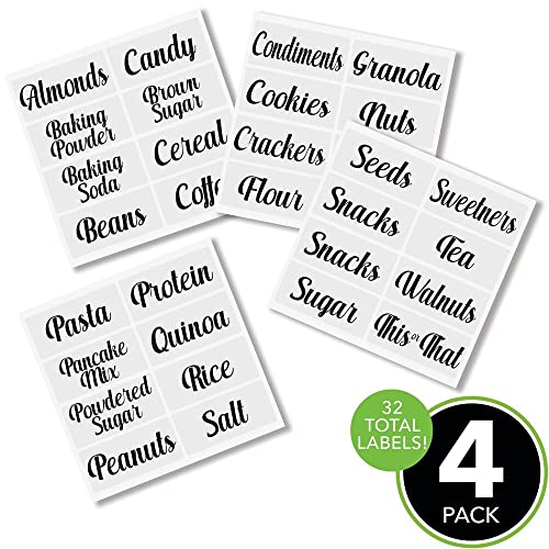 32 Count Clear Black Preprinted Label Stickers F9642